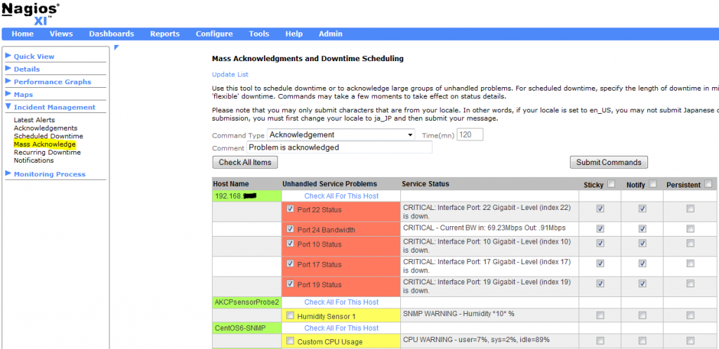 Mass Acknowledgements and Downtime Scheduling in Nagios XI